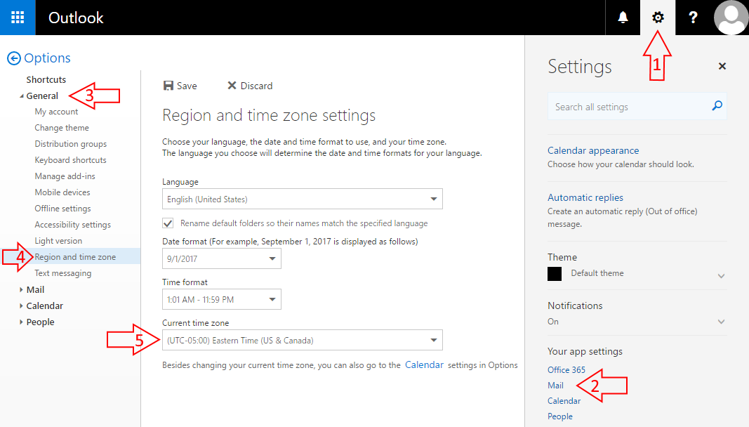 Outlook Calendar Time Zone Settings