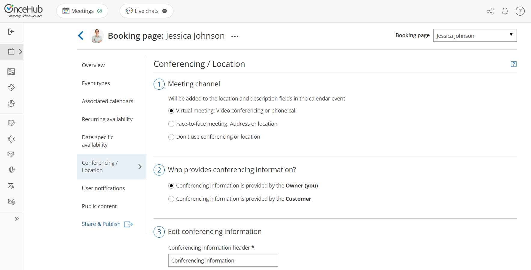 Figure 1: Location settings section