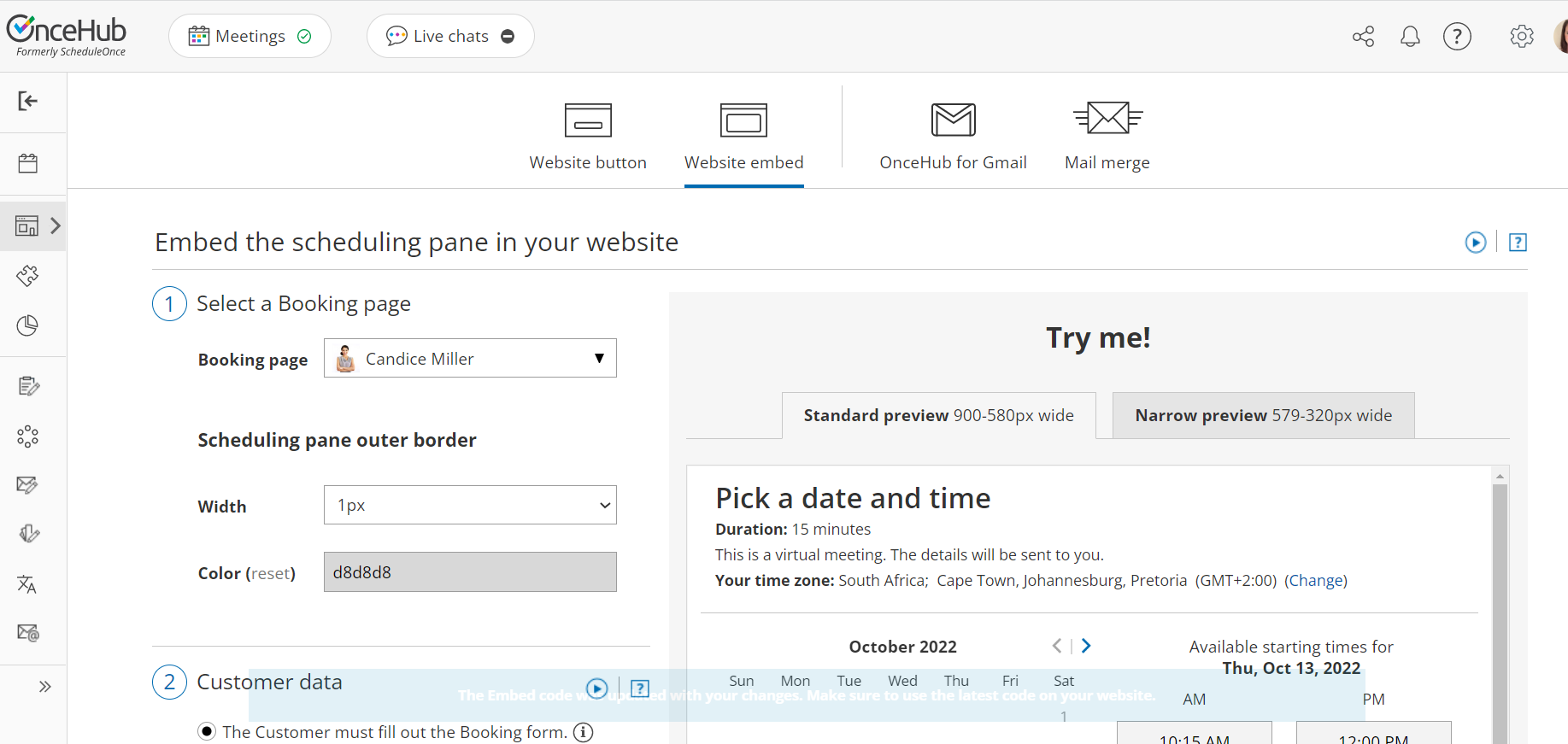 Figure 1: Select a Booking page step